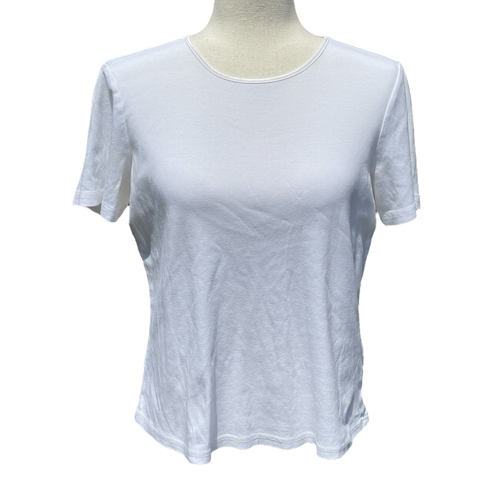Christopher & Banks 100% cotton white classic tee with elevated neckline M - Picture 2 of 16